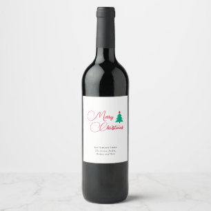 Merry Christmas Calligraphy Customisable  Wine Label