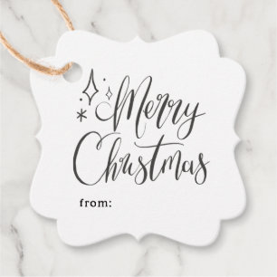Merry Christmas Calligraphy Holiday Gift Favour Tags