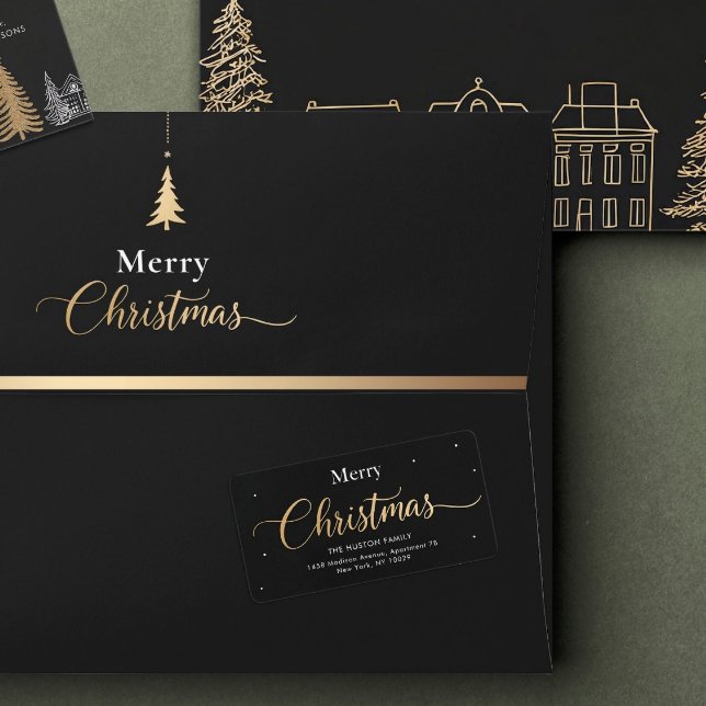 Merry Christmas Calligraphy I Return Address Label (Creator Uploaded)