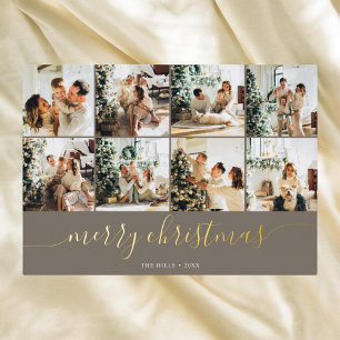 Merry Christmas Calligraphy Multi Photo Foil Holiday Card