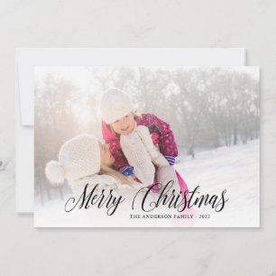 Merry Christmas Calligraphy Overlay Photo Holiday Card
