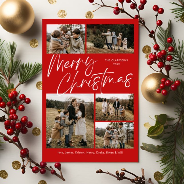Merry Christmas Calligraphy Photo Magnetic Card (Creator Uploaded)