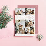 Merry Christmas Calligraphy Photo Rose Gold  Foil Holiday Card<br><div class="desc">An elegant and minimalist Christmas Holiday Cards with six personalised family photos and a rose gold foil calligraphy lettering saying "Merry Christmas".</div>