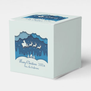 Merry Christmas Calligraphy Santa Sleigh Reindeer Favour Box