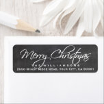 Merry Christmas Calligraphy Script Chalkboard<br><div class="desc">Send your cards in style with these "Merry Christmas" custom return address labels featuring a beautiful calligraphy script font set against a black chalkboard background.</div>