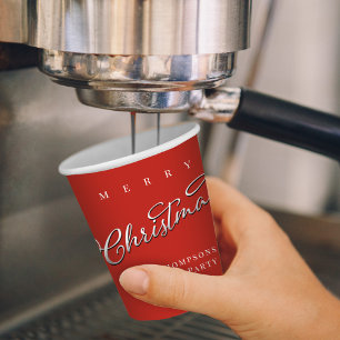 Merry Christmas Calligraphy Script Simple Red Cute Paper Cups