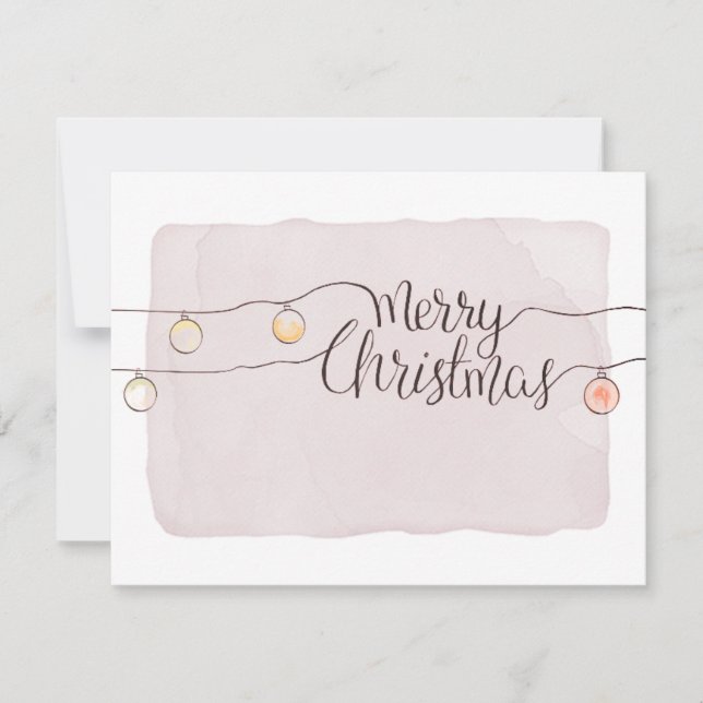 Merry Christmas Calligraphy Script String Lights Holiday Card (Front)