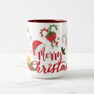 Merry Christmas Calligraphy Script Two-Tone Coffee Mug