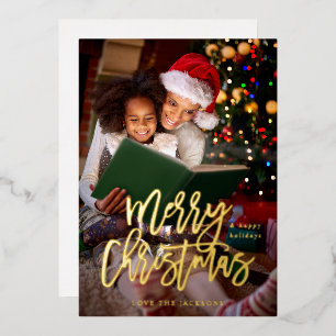 Merry Christmas Calligraphy Vertical Photo - White