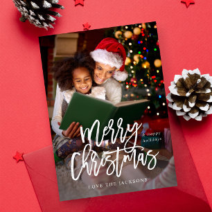Merry Christmas Calligraphy Vertical Photo - White