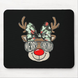 Merry Christmas Camo Reindeer Bow Girl Women Kid H Mouse Mat
