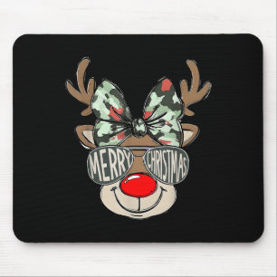Merry Christmas Camo Reindeer Bow Girl Women Kid H Mouse Mat