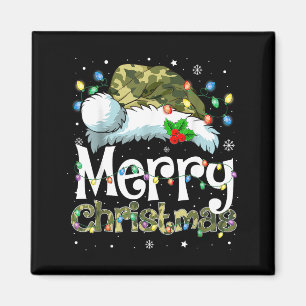 Merry Christmas Camouflage Santa Hat Xmas Family M Magnet