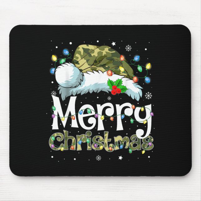 Merry Christmas Camouflage Santa Hat Xmas Family M Mouse Mat (Front)