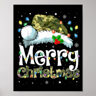 Merry Christmas Camouflage Santa Hat Xmas Family M Poster