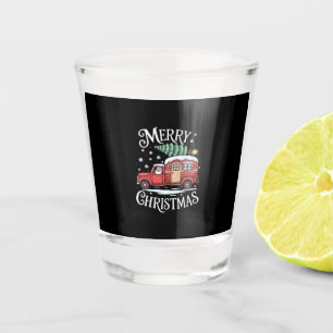 Merry Christmas Camping Cute Santa Claus Truck Ess Shot Glass