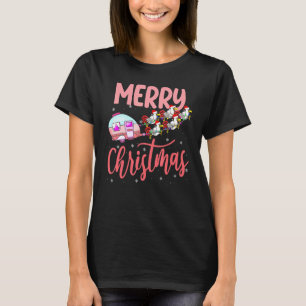 Merry Christmas Camping Santa Chicken Camping Car T-Shirt