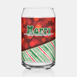 Merry Christmas Can Glass