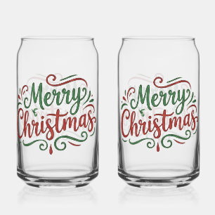 Merry Christmas  Can Glass