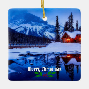 Merry Christmas! Canadian Sunset, Ceramic Ornament