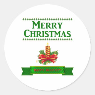 Merry Christmas Candle Classic Round Sticker
