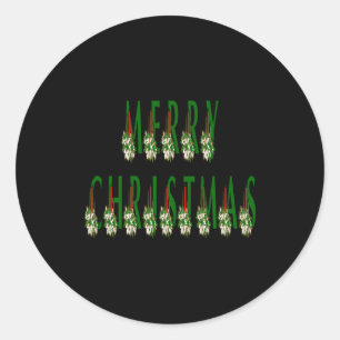 Merry Christmas Candle Font Girls Boys  Classic Round Sticker