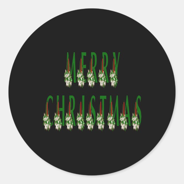 Merry Christmas Candle Font Girls Boys T Shirt  Classic Round Sticker (Front)