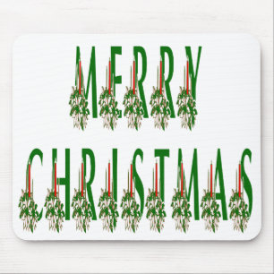 Merry Christmas Candle Font Mouse Mat