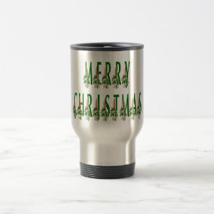 Merry Christmas Candle Font Travel Mug