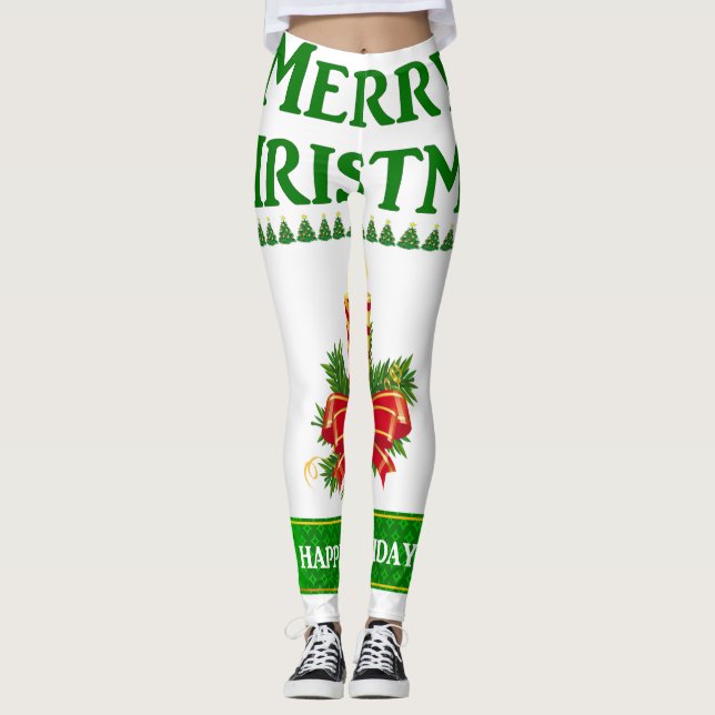 Merry Christmas Candle Leggings (Front)