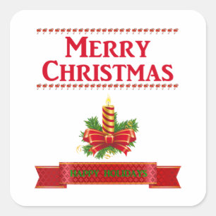 Merry Christmas Candle Square Sticker