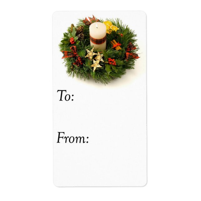 Merry Christmas Candle Wreath Gift Tag (Front)