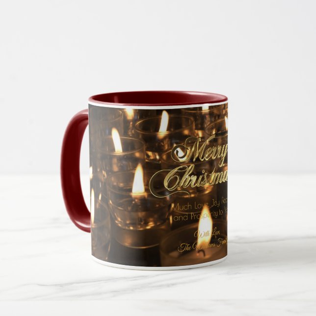 Merry Christmas Candlelight Burning Candles Mug (Front Left)