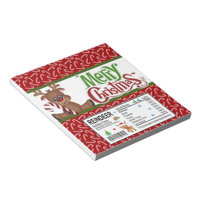 Merry Christmas Candy Bar Wrapper Party Favours Notepad (Angled)