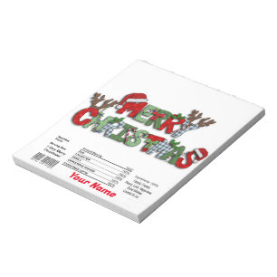 Merry Christmas Candy Bar Wrappers Favours Notepad