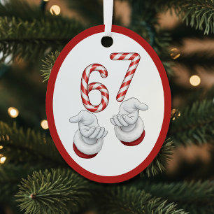 Merry Christmas Candy Cane 6-7 Meme Funny Metal Tree Decoration