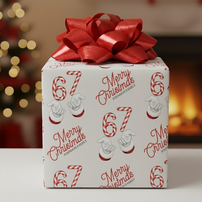 Merry Christmas Candy Cane 6-7 Meme Pattern Wrapping Paper (Merry Christmas Candy Cane 6-7 Meme Pattern Wrapping Paper
)