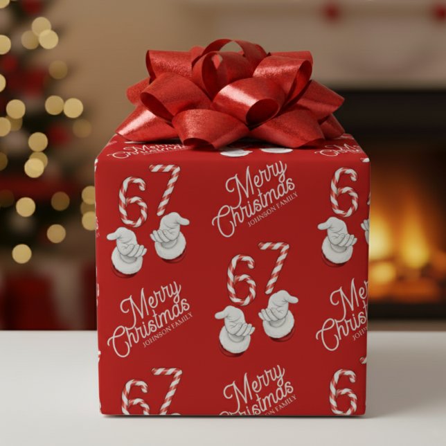 Merry Christmas Candy Cane 6-7 Meme Pattern Wrapping Paper (Merry Christmas Candy Cane 6-7 Meme Pattern Wrapping Paper
)