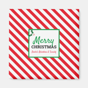 Merry Christmas Candy Cane Custom Name Magnet