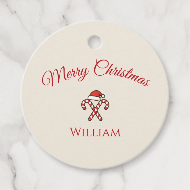 Merry Christmas Candy Cane Favour Tags (Front)