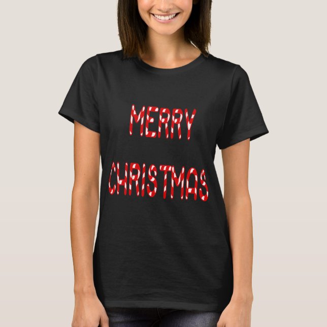 Merry Christmas Candy Cane Font Girls Boys T Shirt (Front)