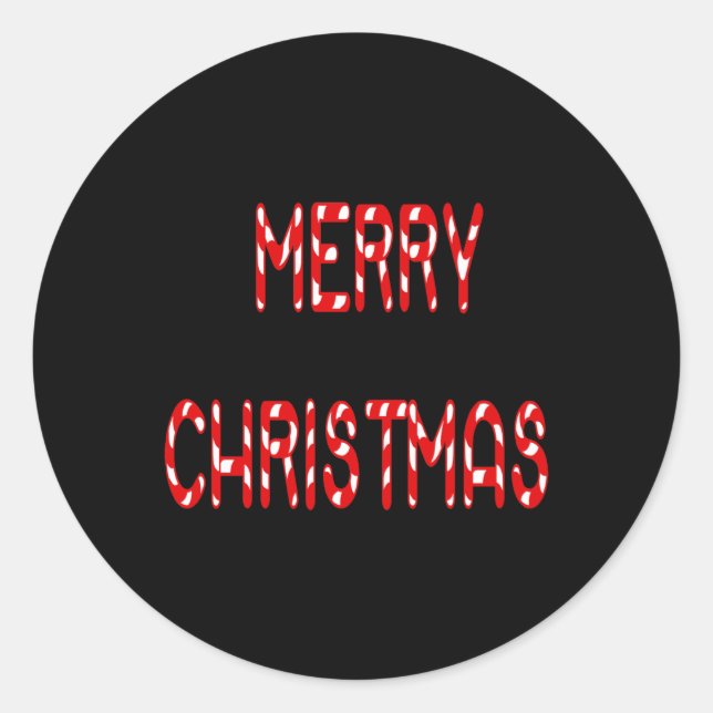 Merry Christmas Candy Cane Font Girls Boys T Shirt Classic Round Sticker (Front)
