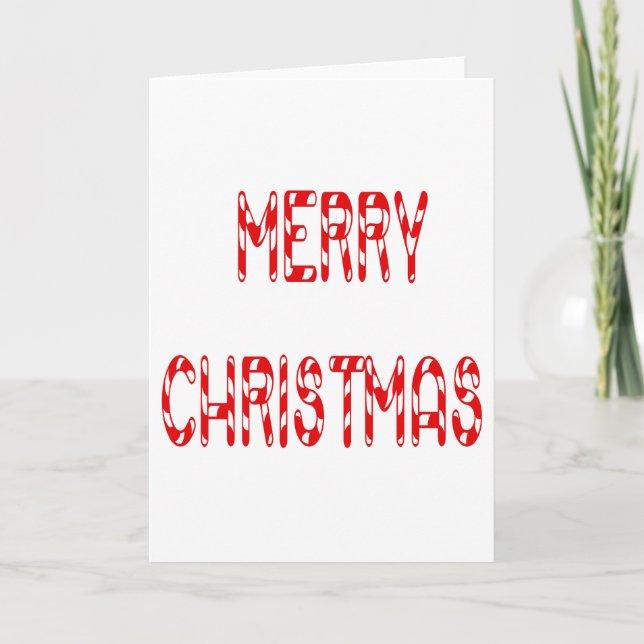Merry Christmas Candy Cane Font Holiday Card (Front)