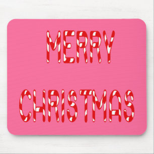 Merry Christmas Candy Cane Font Mouse Mat