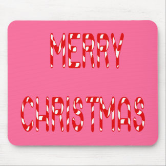 Merry Christmas Candy Cane Font Mouse Mat