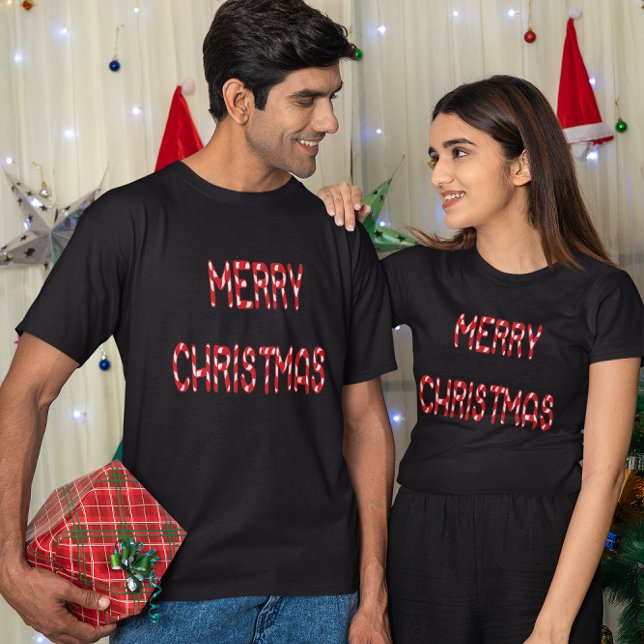 Merry Christmas Candy Cane Font T-Shirt (Merry Christmas Candy Cane Font T-Shirt)