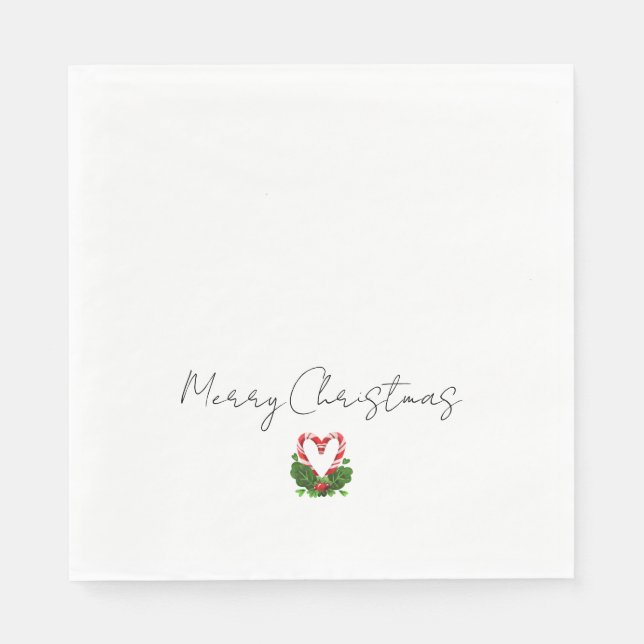Merry Christmas Candy Cane Heart Sweet Holiday Napkin (Front)