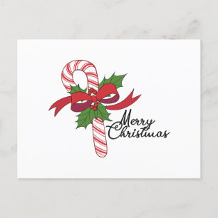Merry Christmas Candy Cane Holiday Postcard
