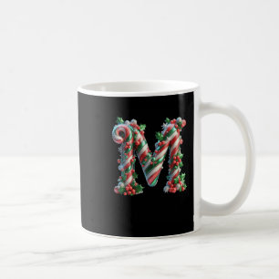 Merry Christmas Candy Cane Letter M Premium Coffee Mug