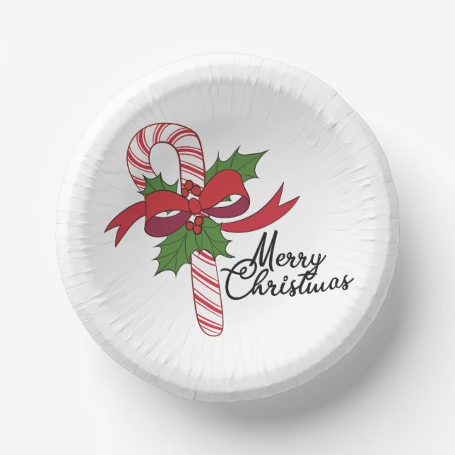 Merry Christmas Candy Cane Paper Plate (Front)